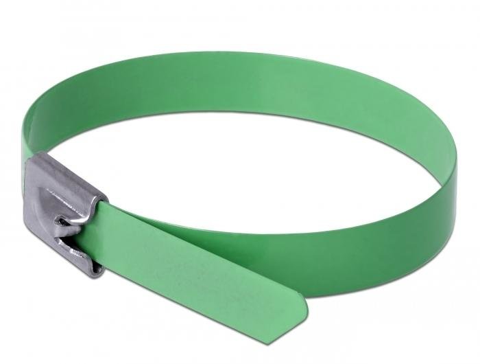 Delock Cable Ties Steel Inoxidable L 200 X B 7,9MM Green 10 Pieces