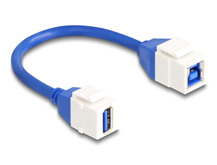 Delock Keystone Módulo USB Cable 5Gbps Type a Connector Female a USB Type B Connector Female 20CM Blue