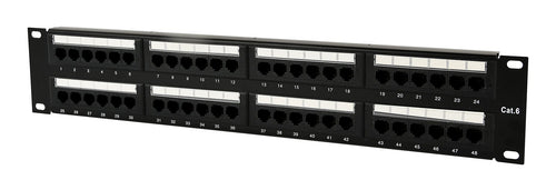 Gembird 19'' Patch Panel 48 Port 2U CAT.6 Black — image 1