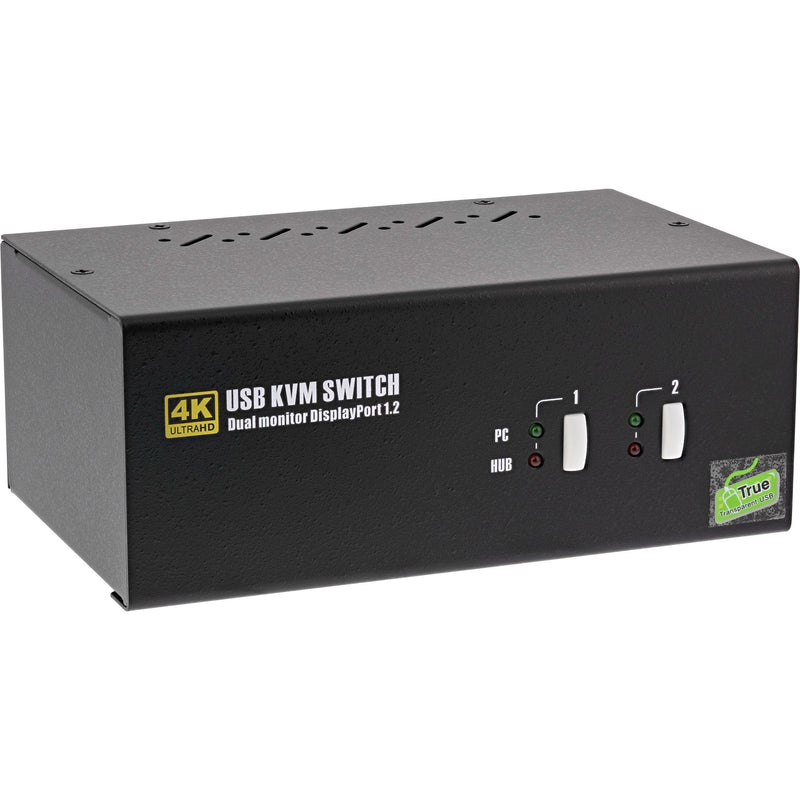 Inline Switch KVM , 2 Ports Monitor Dual DisplayPort 1.2, 4K, USB 2.0, Audio