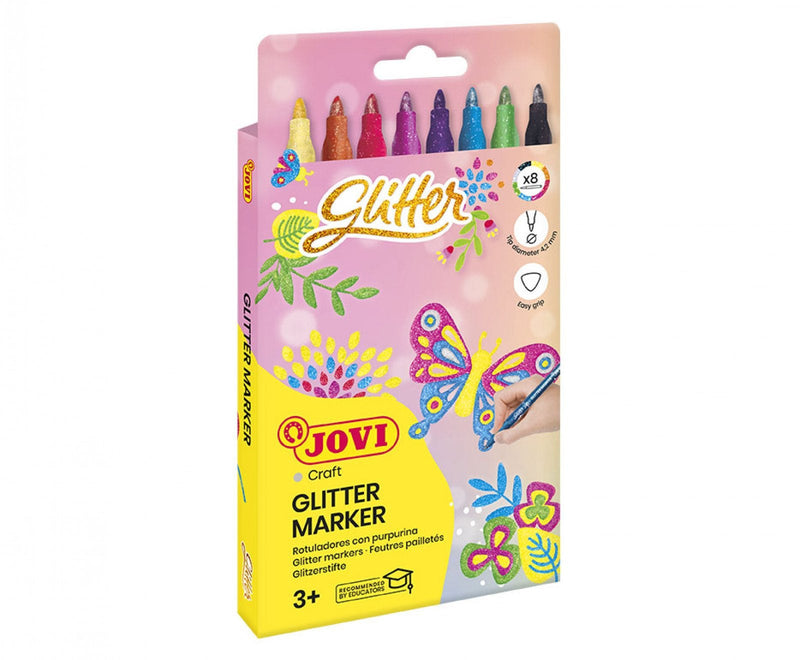 Jovi Markers Glitter 140MM Case 8 C/Surtidos Brillantes