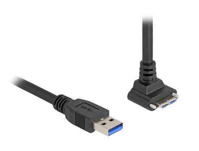 Delock 80483 USB Cable 5Gbps USB Tipo-a Male Recto a USB Micro-b Male With Screws 90° Hacia Arriba Ángulo 1M B — image 1