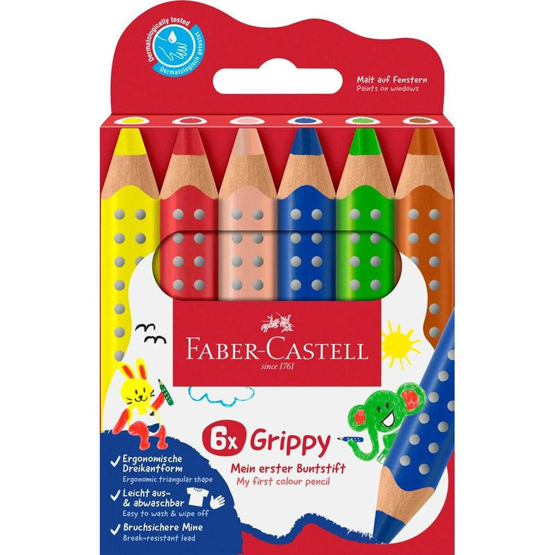 Faber-castell Grippy Pack With 6 Pencils Colours Gruesos Mina XXL Soft - Forma Triangular With Grip - Colours