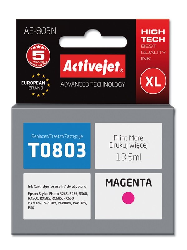 Activejet Ink AE-803N (reemplazo Epson T0803 - Supreme - 13,5ML - Magenta