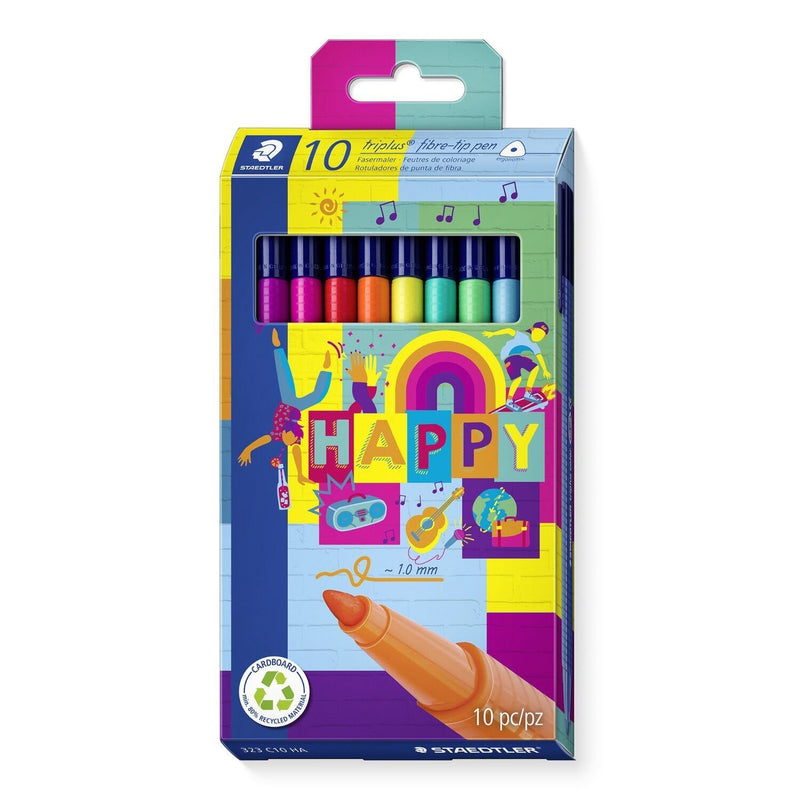 Staedtler Triplus Colour 323 Pack 10 Markers Punta Fina - Trazo 1MM Aprox - Ink Base Water - Colours Surtidos