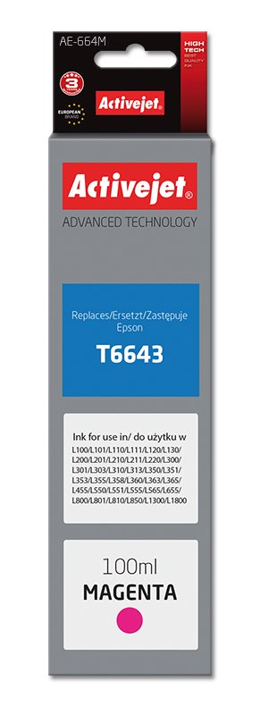 Activejet Ink AE-664M (reemplazo Epson T6643 - Supreme - 100ML - Magenta — image 1