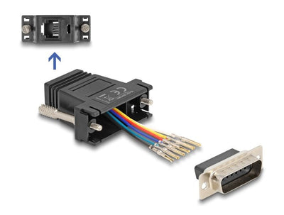 Delock D-sub 15 Pin Connector Male a RJ12 Connector Female Kit Assembly Black — image 1