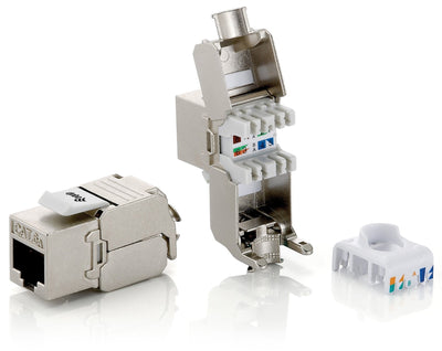 Kit 8 Units Connector Female RJ45 SFTP CAT.6A Keystone Tool Free — image 1