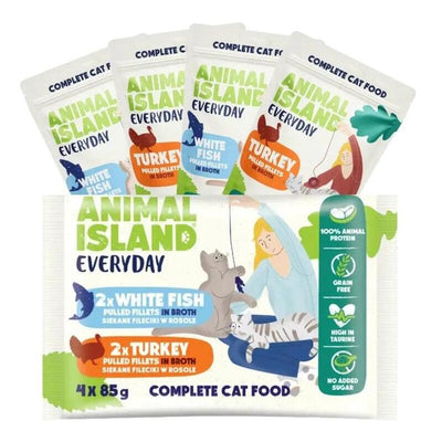Animal Island Everyday Turkey And White Fish Fillets In Broth - Wet Cat Food - 4 X 85G — image 1