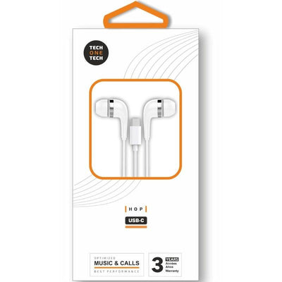 Tech One Tech Headphones Intrauditivos Eartech TEC1304 With Microphone USB Type-c White — image 1