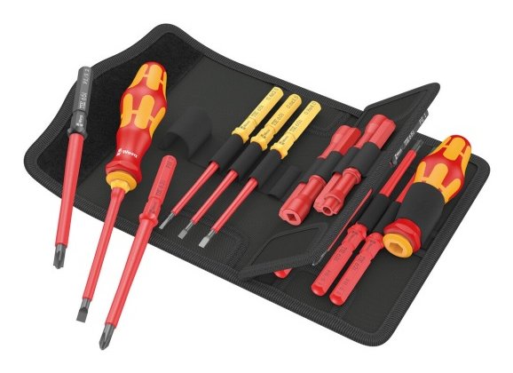 Wera Kraftform Kompakt Vde 18 Universal 2 Tool Finder, 18 Pieces Screwdriver Red/Yellow Incl. 2 Mangos Enchufa