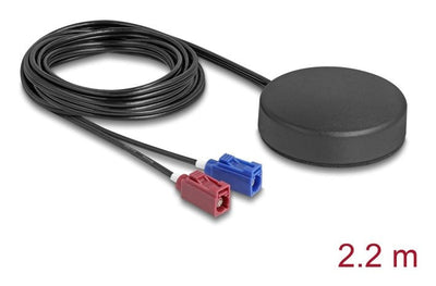 Delock 4G Gnss Antenna 1 X Fakra C + 1 X Fakra D Female 2 dBi / 28 dB 2,2M RG-1 — image 1