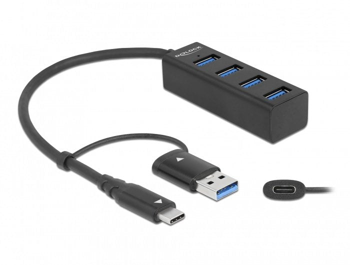 Delock Hub USB 3.2 Gen 1 4 Ports With Connector USB Type-c™ Or USB Tipo-a.