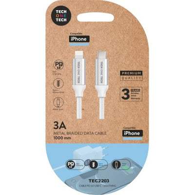 Cable T1T PD 3.0 USB-C - Lightinig 1M 3A White — image 1