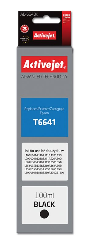 Activejet Ink AE-664BK (reemplazo Epson T6641 - Supreme - 100ML - Black — image 1