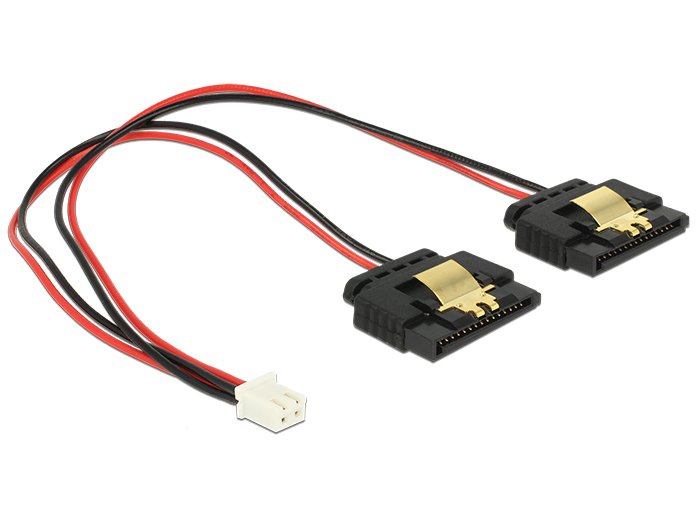 Delock Plug 2 Pines 2X Plug SATA 15 Pines, Cable And Black/Red 20CM 85249