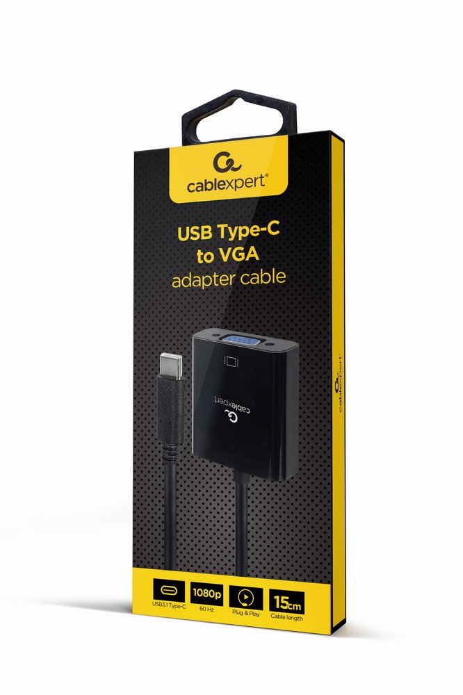 Gembird USB Type-c To VGA Adapter Cable 15CM Black