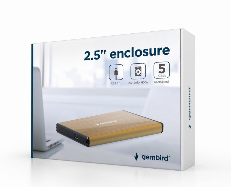 Gembird EE2-U3S-3-GL External Enclosure HDD USB 3.0 2.5 Aluminium Brushing Gold