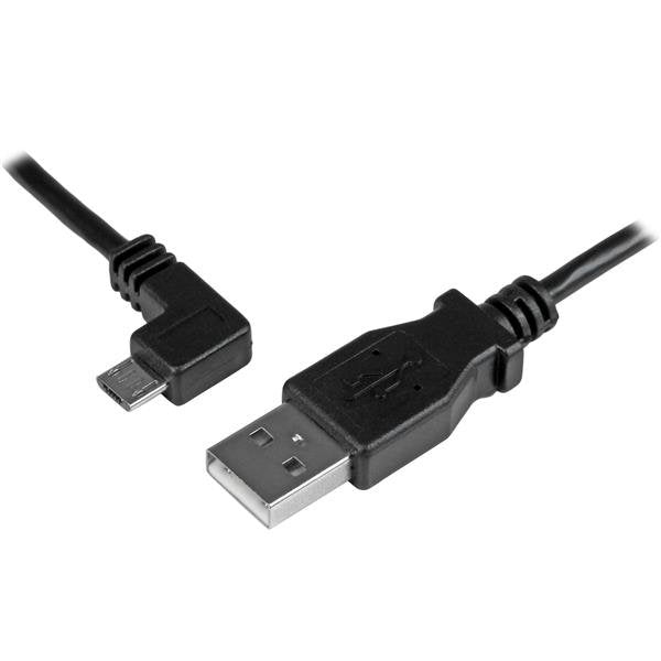 StarTech USB Cable 2.0A Micro USB 2M Acodado Black USBAUB2MLA