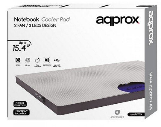 Approx Stand Refrigerante APPNBC05W Laptops Up To 15.4' With 2XVENTILADORES 3XLEDS 2x USB Quiet White