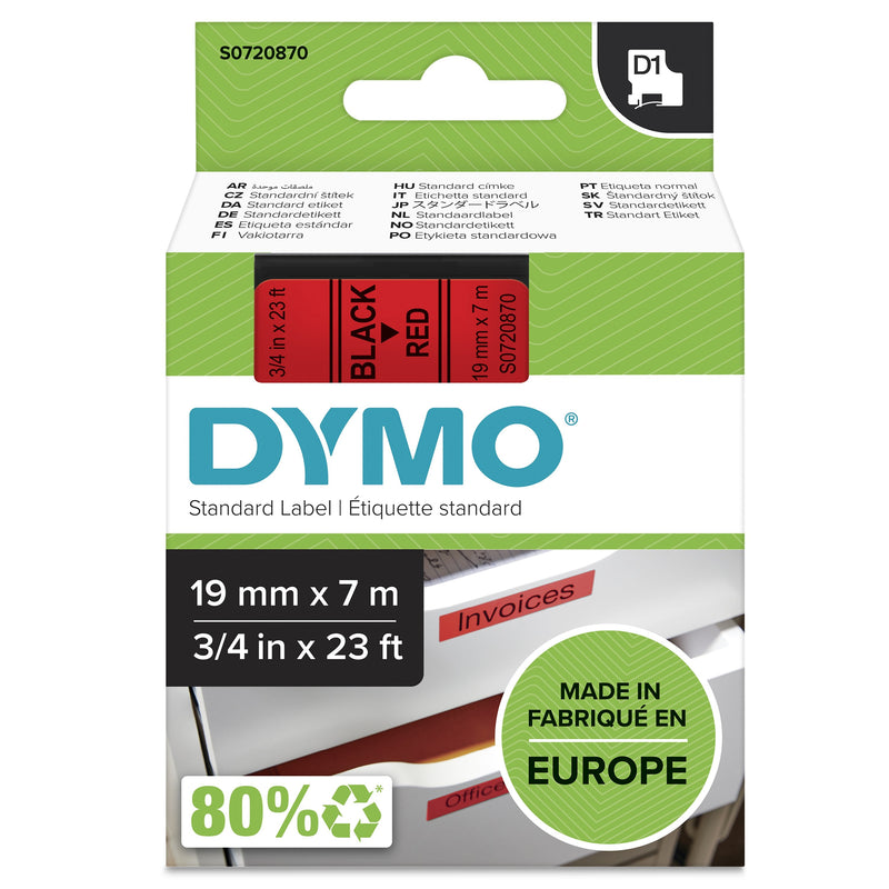 Dymo Tape Transferencia Thermal D1 45807. Labels Standard Black Sobre Red 19MMX7M. Poliester Self-adhesive Rot