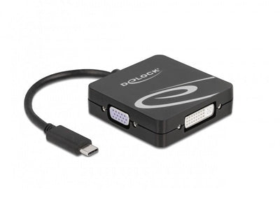 Delock Adapter USB , Connector USB-C Socket VGA + HDMI + DVI + DisplayPort Black 10CM) — image 1