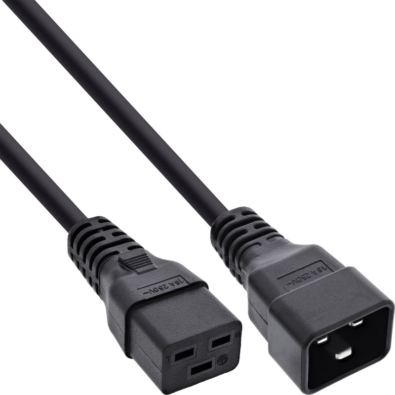 Inline Cable Power C19 a C20 3 Pines IEC Male a Female Black 2M