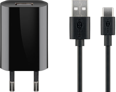 Goobay Charger USB-C 5 Watts Cable 1 Tape Measure USB-A USB-C 45293 Black — image 1