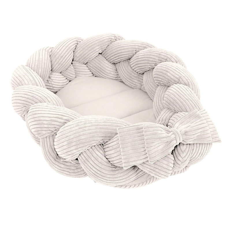 Baby Nest With Braided Bumper - Ecru