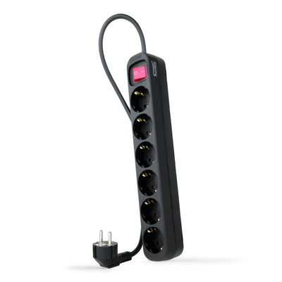 Nanocable Power Strip Protection With 6 Shuckos - Cable 1.40M - Switch On/Off - Black — image 1
