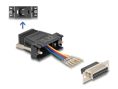 Delock D-sub 15 Pin Connector Female a RJ12 Connector Female Kit Assembly Black — image 1