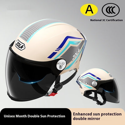 Men's And Women's Battery Motorcycle Four Seasons Universal Sun Protection Half Helmet