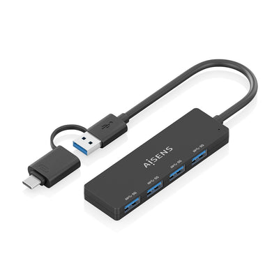 Aisens Hub USB 3.1 USB-C Usb-a, USB-C/M+usb-a/M-4XTIPO a/H, Black 15CM — image 1