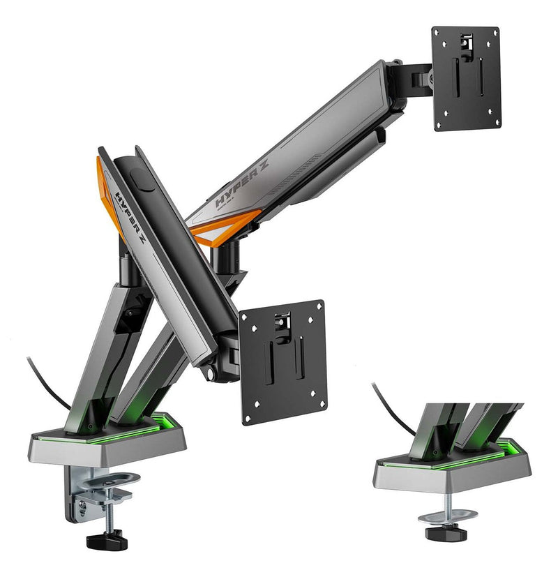 Aisens Desk Mount RGB Gaming Contrapeso Rotating And Tilt Monitor/TV 16KG (3 Pivots 2 Arms 17-38, Negro-g