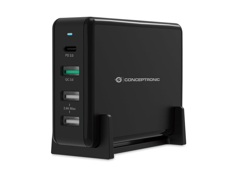 Conceptronic Charger USB Quick Charge PD 4 Ports 3 Ports USB-A 1 Port USB-C 65W