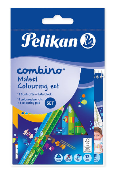 Pelikan Ausmal-set Combino, Block + 12 Pencils Colours — image 1