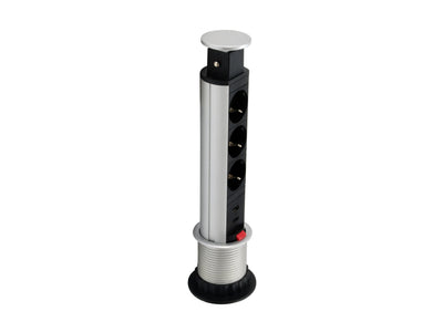 Equip Power Strip Pop-up Desk 3 Sockets + 2 Ports USB With Switch Aluminium Diametro 60MM — image 1