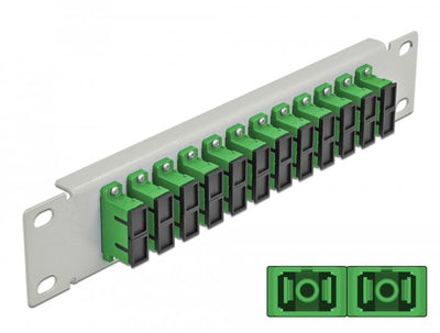 Delock 66792 Panel Connection Fibre Optic 10 12 Ports Sc Duplex Green 1U Grey — image 1