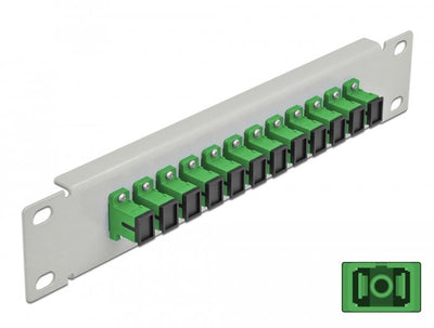 Delock 66782 Panel Connection Fibre Optic 10 12 Ports Sc Simplex Green 1U Grey — image 1