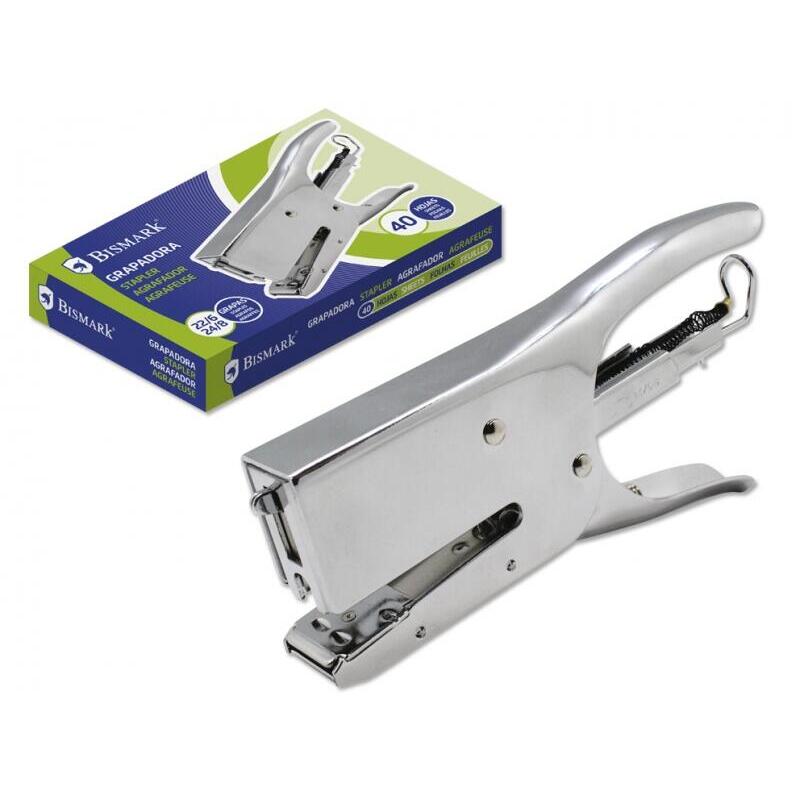 Bismark Stapler Tenaza Cromada 40H - Capacity 40 Hojas - Design Ergonomico - High Durabilidad - Silver