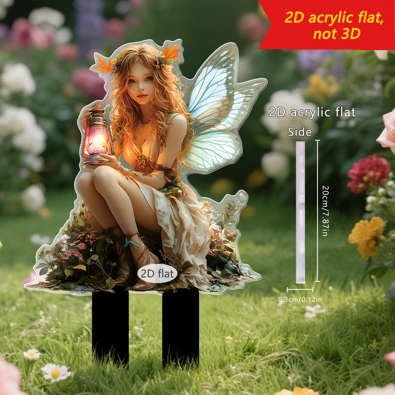 Elf Fairy Carrying Lantern 2D Acrylic Outdoor Lawn Floor Outlet