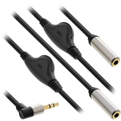 Inline Cable And Audio Slim 3,5MM M Ángulo a 2X F, With Control Volumen 0,25M — image 1