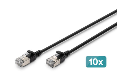 Digitus Network Cable CAT.6A F/FTP Slim 0,30M Black 10 Units — image 1