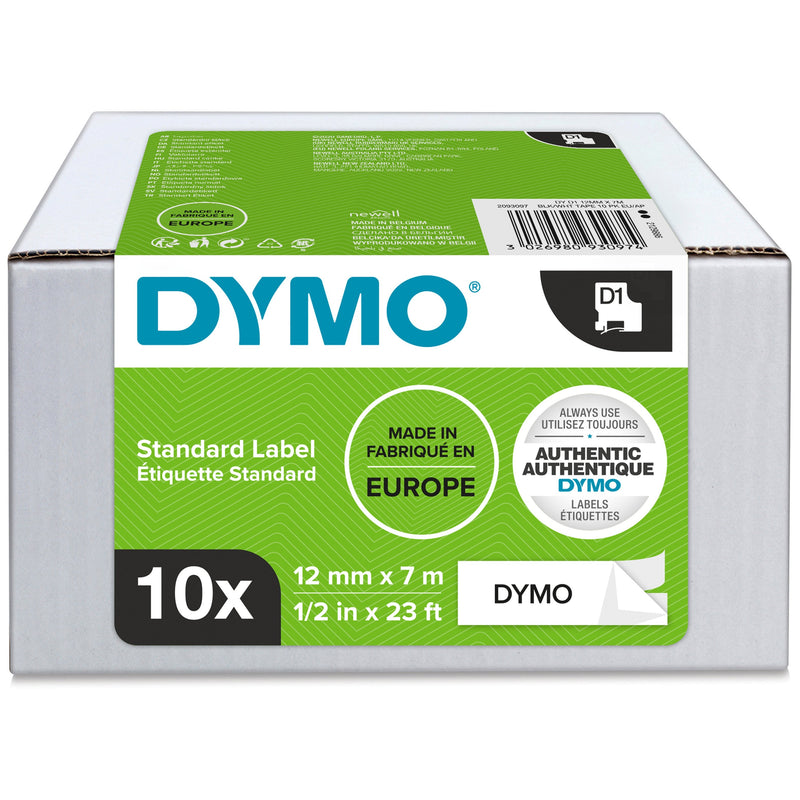 Dymo Tape Lm D1 Multipack 12MMX7MVALUE Pack (S0720530 10 Rolls Black/White