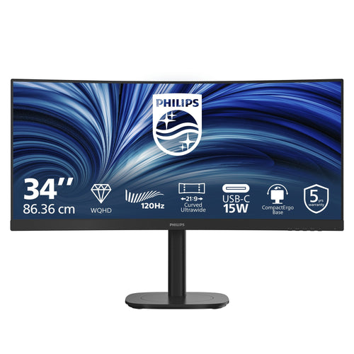 Philips Monitor 34,0 34B2N3500C 21:09 2x HDMI + DP + USB Black — image 1