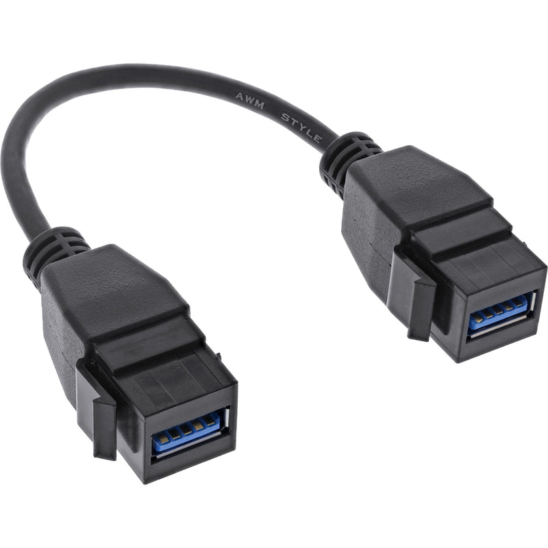 Inline USB 3.2 GEN1 2X Adapter Keystone, 2X Plugs Keystone USB a, 0,2M