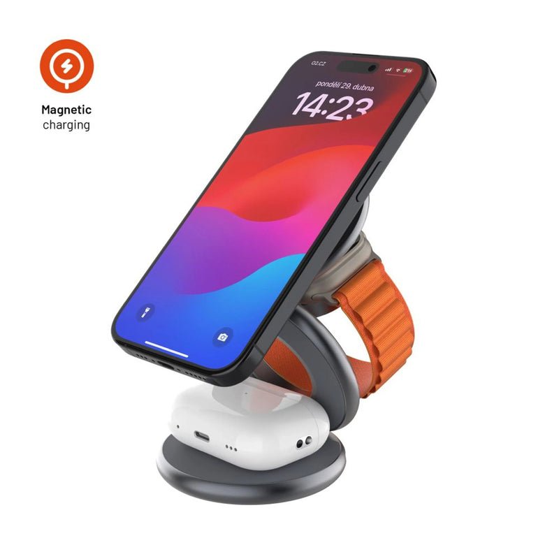 Charger Wireless Magnetic Fixed Magpowerstation Round Grey