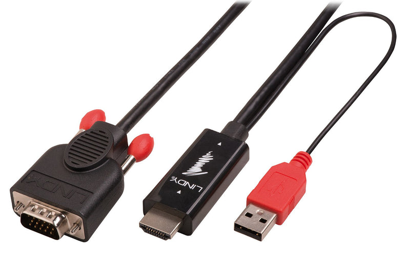 Lindy 41455 Cable 1M HDMI + USB VGA (d-sub) Black