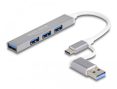 Delock 4 Port Slim USB Hub With USB Type-c Or USB Typ-a, USB Hub 64214 — image 1