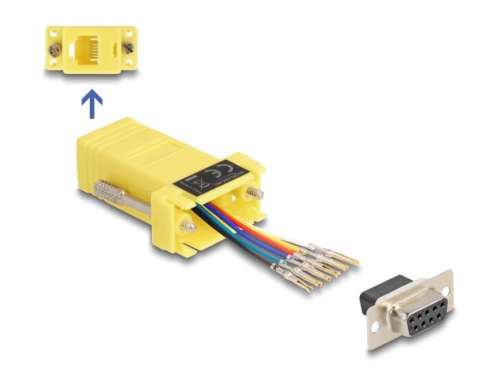 Delock D-sub 9 Pin Connector Female a RJ12 Connector Female Kit Assembly Yellow